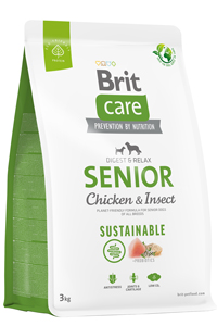 BRIT - Brit Care Digest&Relax Sustainable Senior Tavuklu ve Larva Proteinli Yaşlı Köpek Maması 3kg