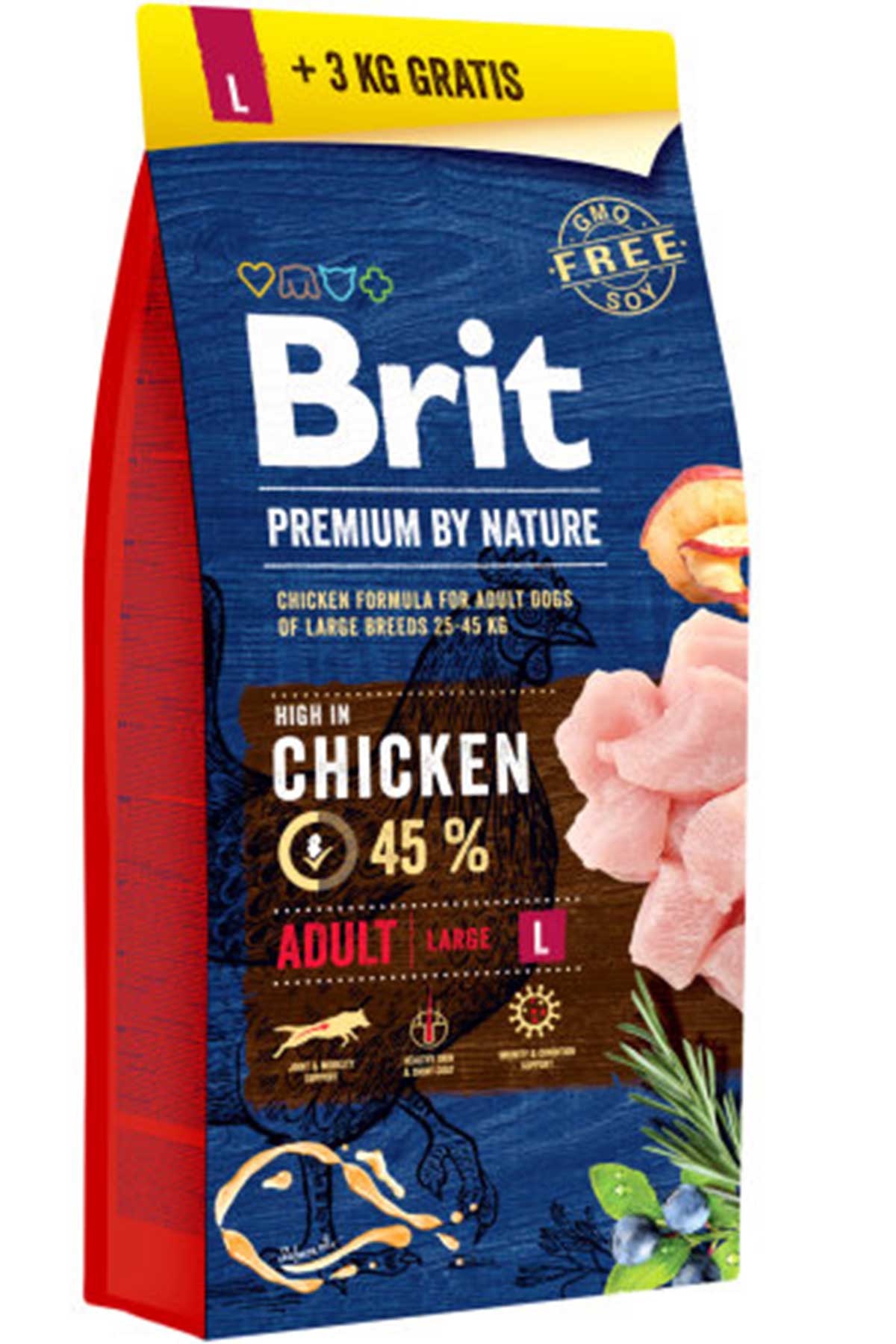 Brit Premium by Nature Tavuklu Büyük Irk Yetişkin Köpek Maması 15kg +3kg HEDİYE!