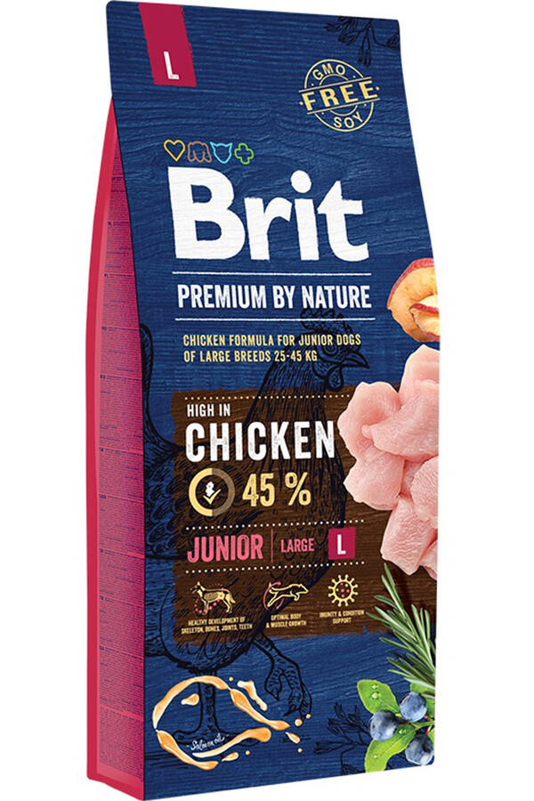 Brit Premium by Nature Tavuklu Büyük Irk Yavru Köpek Maması 15kg