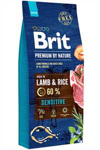 BRIT - Brit Premium by Nature Kuzu Etli Ve Pirinçli Hassas Yetişkin Köpek Maması 15kg