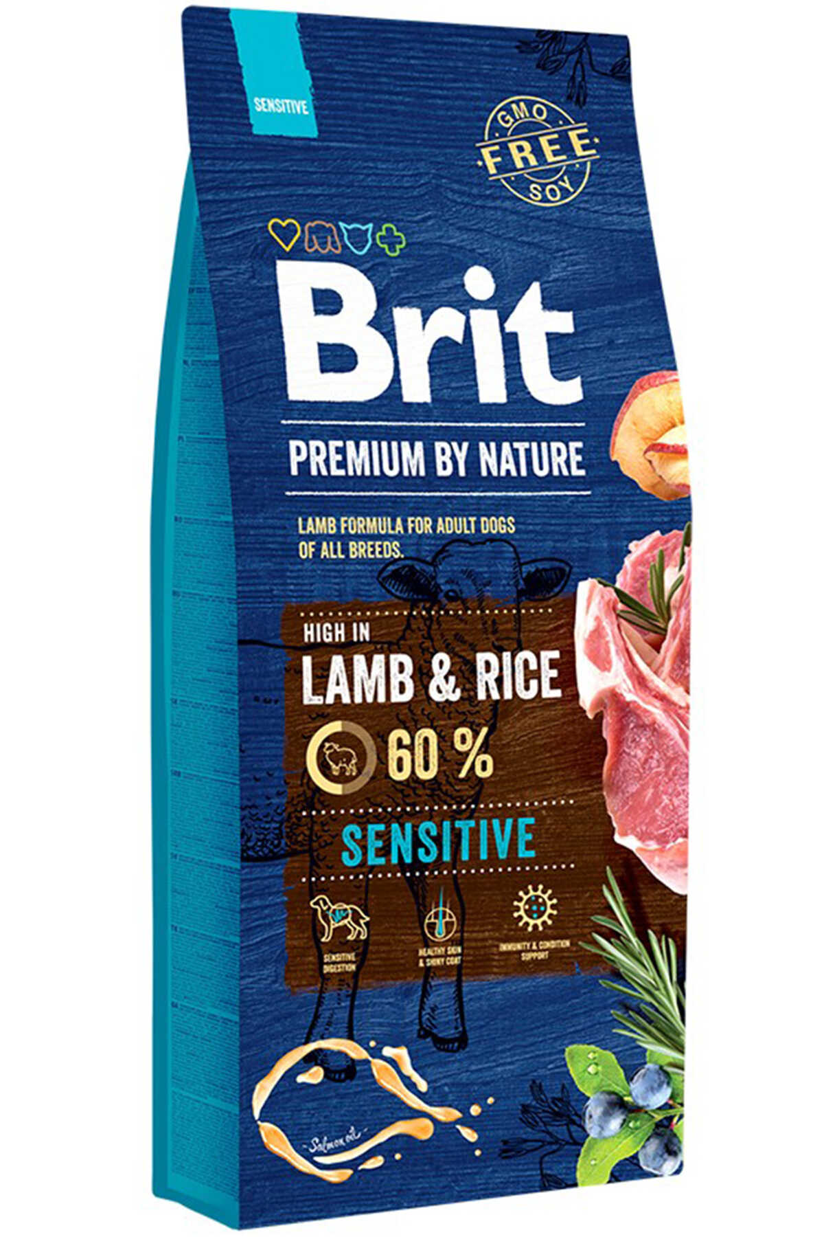Brit Premium by Nature Kuzu Etli Ve Pirinçli Hassas Yetişkin Köpek Maması 15kg