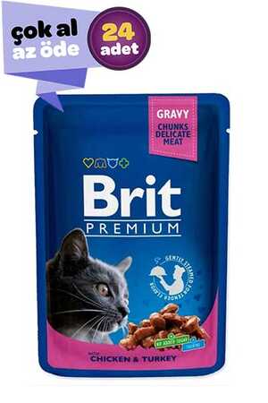 BRIT - Brit Tavuk ve Hindi Etli Kedi Konservesi 24x100gr (24lü)