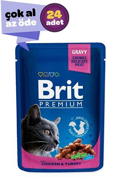 Brit Tavuk ve Hindi Etli Kedi Konservesi 24x100gr (24lü)