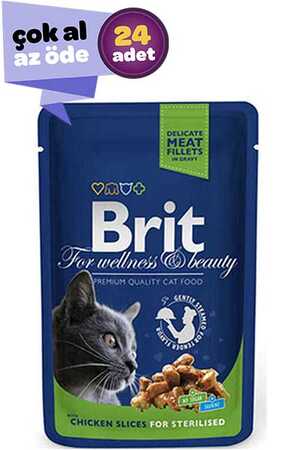 BRIT - Brit Tavuklu Kısırlaştırılmış Kedi Konservesi 24x100gr (24lü)