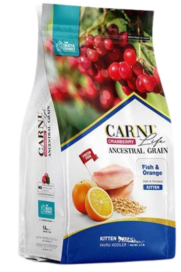 Carni Life Cranberry Ancestral Grain Balık ve Portakal Yavru Kedi Maması 5kg