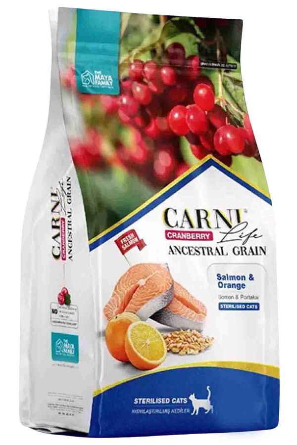 Carni Life Cranberry Ancestral Grain Somon ve Portakal Kısırlaştırılmış Kedi Maması 1,5kg