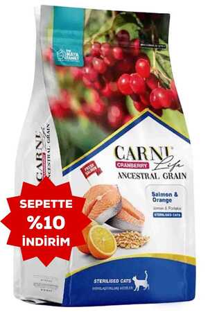 Carni Life Cranberry Ancestral Grain Somon ve Portakal Kısırlaştırılmış Kedi Maması 5kg - Thumbnail