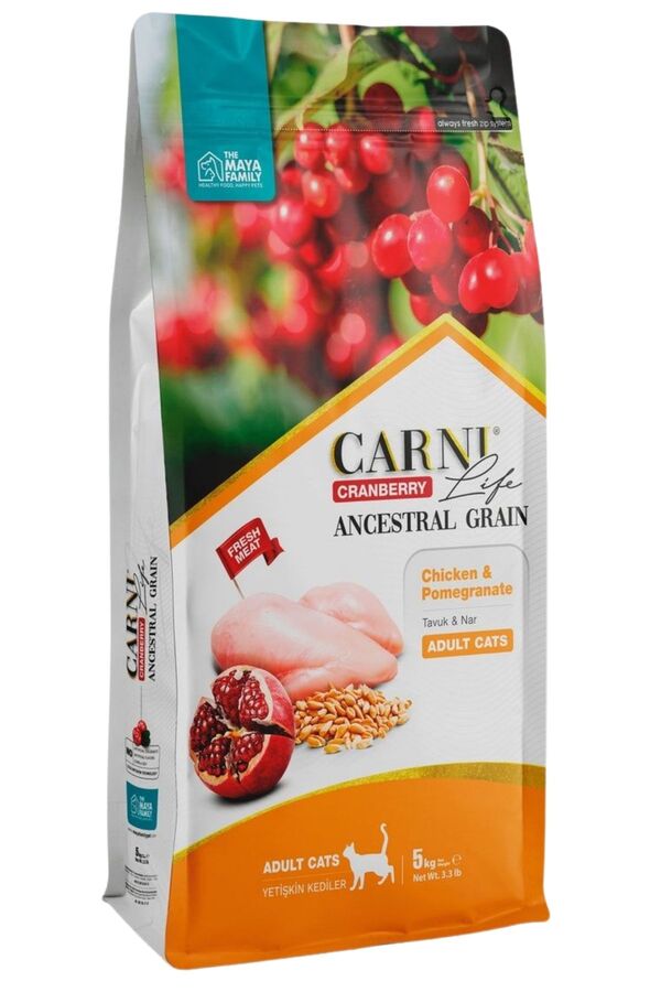 Carni Life Cranberry Ancestral Grain Tavuk ve Nar Yetişkin Kedi Maması 5kg