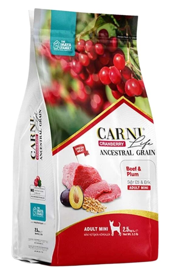Carni Life Cranberry Ancestral Grain Sığır ve Erik Mini Irk Yetişkin Köpek Maması 2.5kg