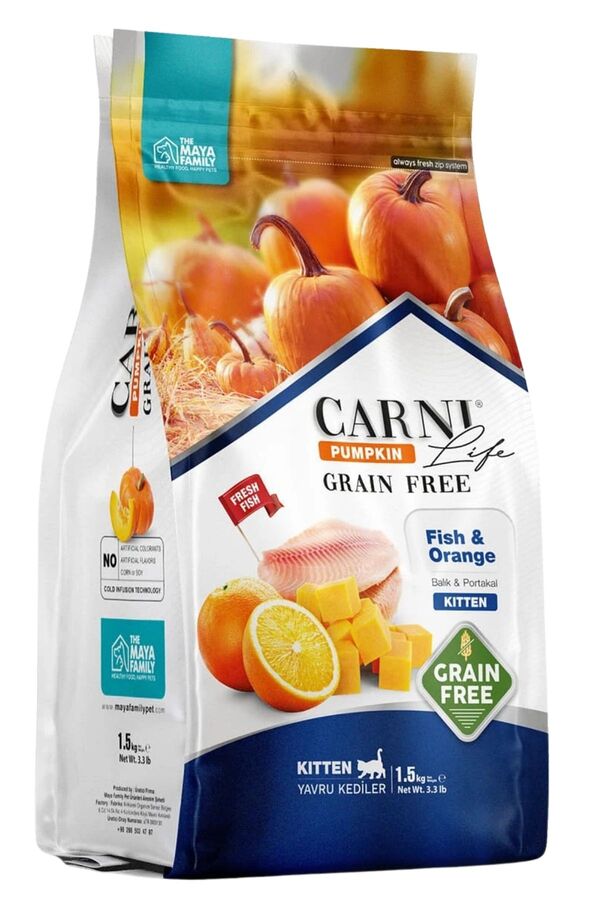 Carrni Life Pumpkin Tahılsız Balık ve Portakal Yavru Kedi Maması 1,5kg