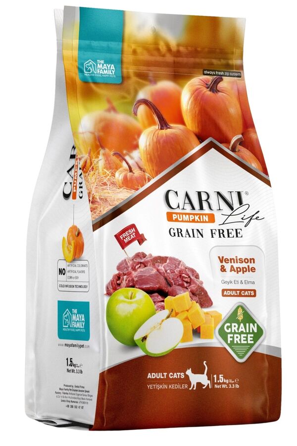 Carni Life Pumpkin Tahılsız Geyik ve Elma Yetişkin Kedi Maması 1,5kg