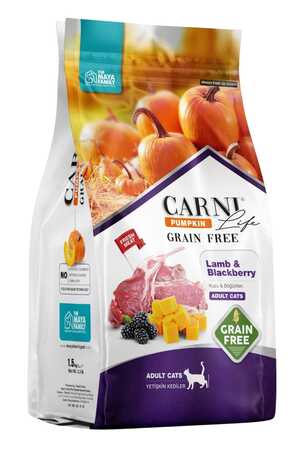 CARNI - Carni Life Pumpkin Tahılsız Kuzu ve Böğürtlen Yetişkin Kedi Maması 5kg
