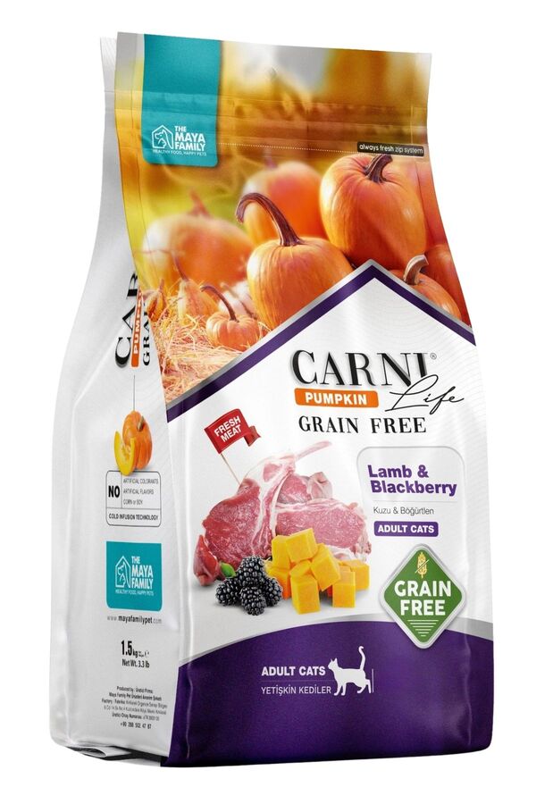 Carni Life Pumpkin Tahılsız Kuzu ve Böğürtlen Yetişkin Kedi Maması 5kg