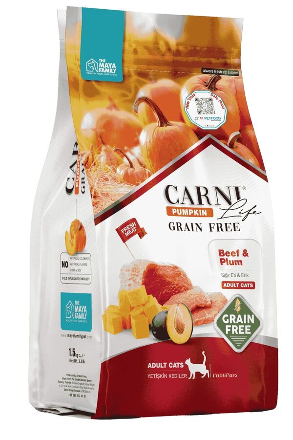 Carni Life Pumpkin Tahılsız Sığır ve Erik Yetişkin Kedi Maması 5kg