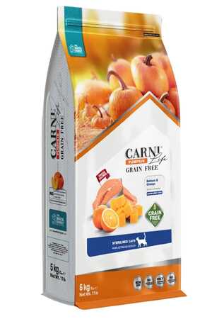 CARNI - Carni Life Pumpkin Tahılsız Somon ve Portakallı Kısırlaştırılmış Kedi Maması 5kg