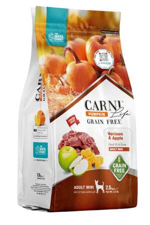CARNI - Carni Life Pumpkin Tahılsız Geyik Etli ve Elmalı Yetişkin Mini Irk Köpek Maması 2,5kg
