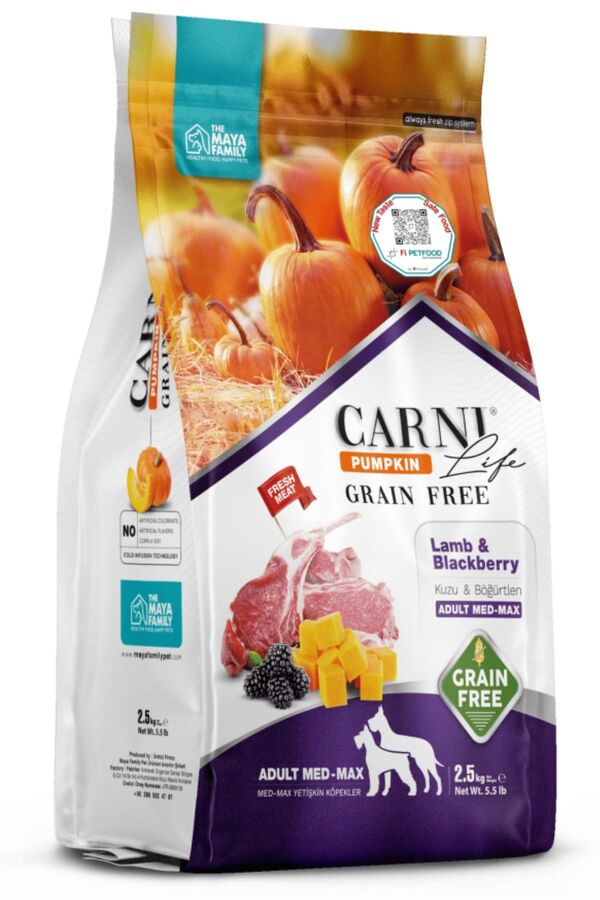Carni Life Pumpkin Tahılsız Kuzu ve Böğürtlen Medium Maxi Yetişkin Köpek Maması 2,5kg