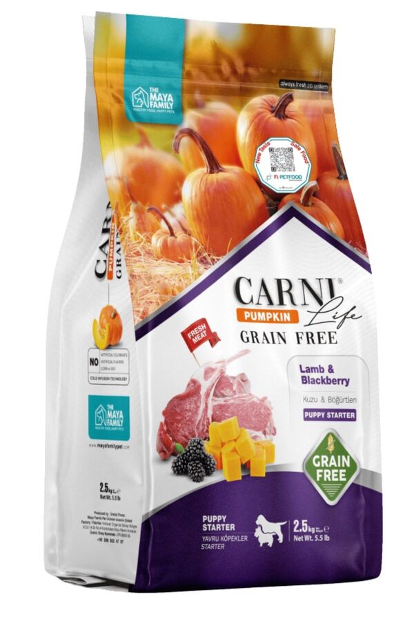 Carni Life Pumpkin Tahılsız Kuzu ve Böğürtlen Puppy Starter Yavru Köpek Maması 2,5kg