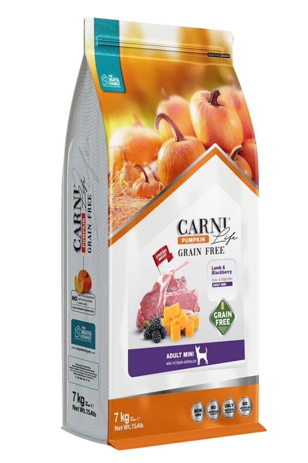 Carni Life Pumpkin Tahılsız Kuzu ve Böğürtlen Yetişkin Mini Irk Köpek Maması 7kg