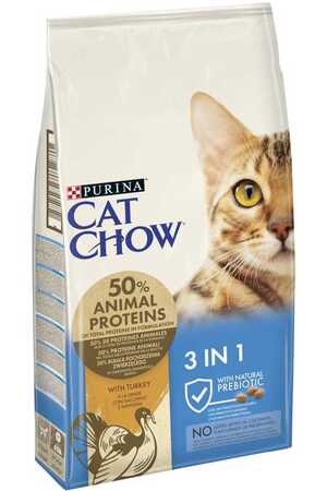 CAT CHOW - Cat Chow 3in1 Doğal Prebiyotikli Hindi Etli Yetişkin Kedi Maması 15 kg