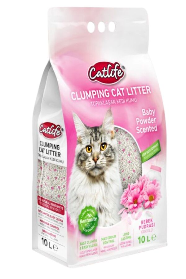 Catlife Bebek Pudralı Bentonit Kedi Kumu 10lt