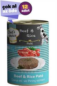 Chefs Choice Biftek ve Pirinçli Yetişkin Köpek Konservesi 12x400gr (12li)