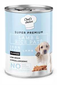 Chef's Choice Düşük Tahıllı Hipoalerjenik Kuzu Eti ve Pirinçli Yavru Köpek Konservesi 400gr