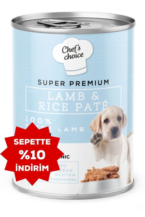 Chefs Choice Düşük Tahıllı Hipoalerjenik Kuzu Eti ve Pirinçli Yavru Köpek Konservesi 400gr