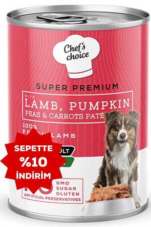 Chefs Choice Kuzu Etli Ve Balkabaklı Kıyılmış Yetişkin Köpek Konservesi 400gr - Thumbnail