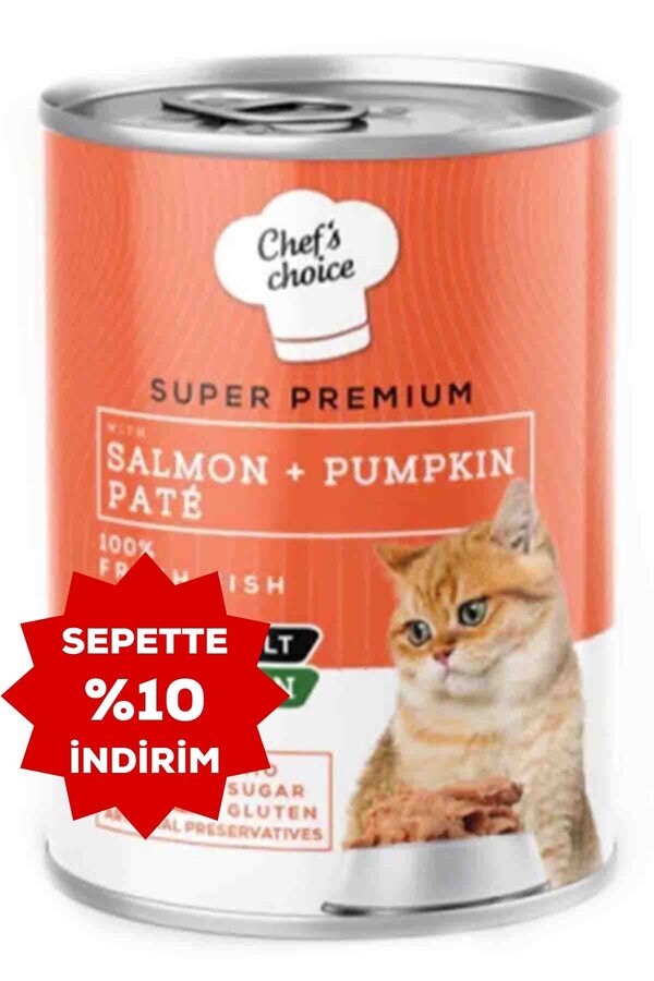 Chefs Choice Somonlu ve Bal Kabaklı Tahılsız Ezme Yetişkin Kedi Konservesi 400gr