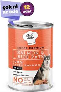 Chef's Choice Somonlu ve Pirinçli Yetişkin Köpek Konservesi 12x400gr (12li)
