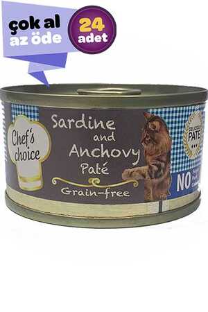 Chefs Choice Tahılsız Sardalya ve Hamsili Yetişkin Kedi Konservesi 24x80gr (24lü)