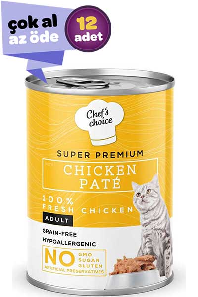 Chefs Choice Tahılsız Tavuklu Ezme Yetişkin Kedi Konservesi 12X400gr (12li)