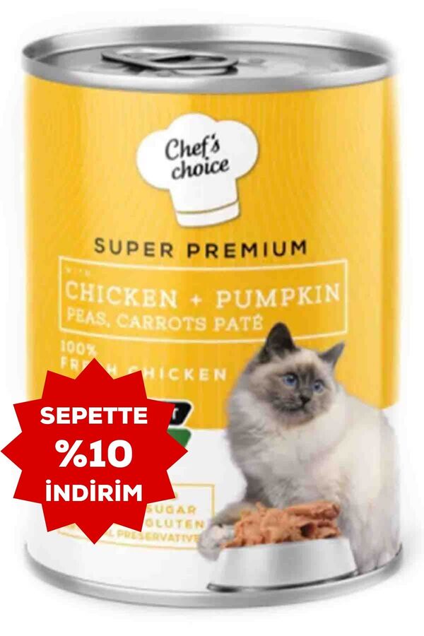 Chefs Choice Tavuklu ve Bal Kabaklı Tahılsız Ezme Yetişkin Kedi Konservesi 400gr