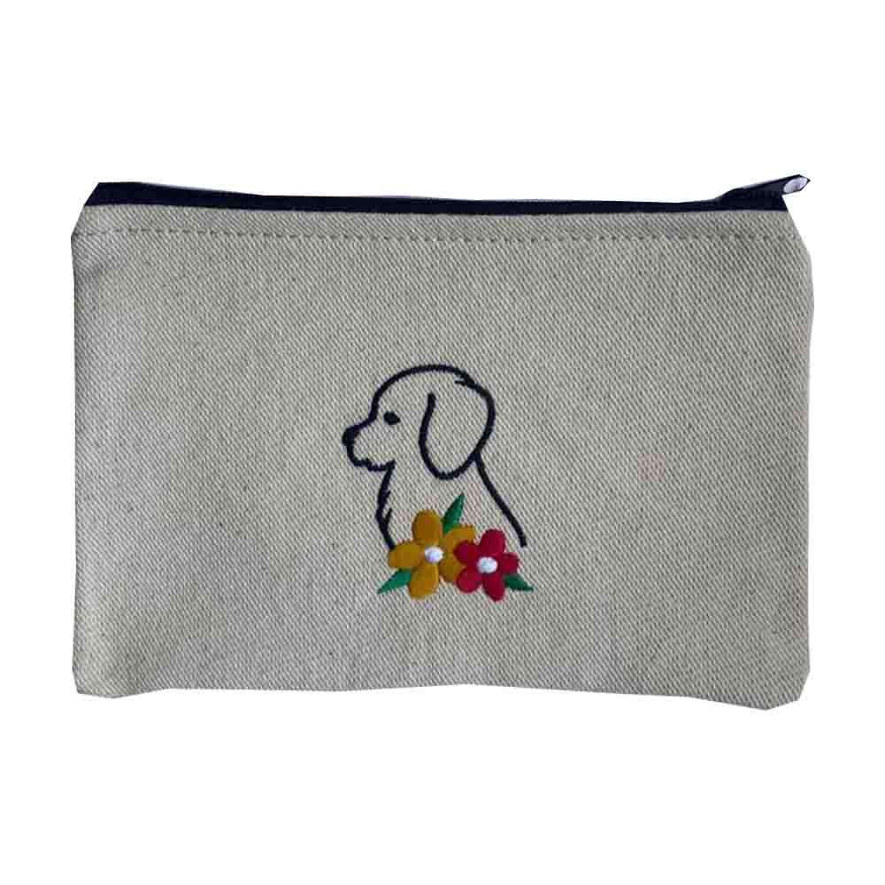 Çiçekli Köpek Bej Clutch Çanta