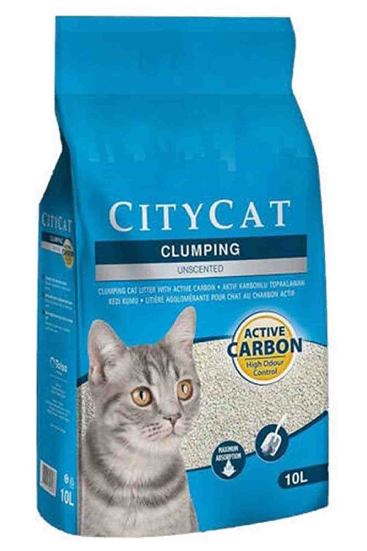 City Cat Aktif Karbonlu Topaklanan Kedi Kumu 10 Lt