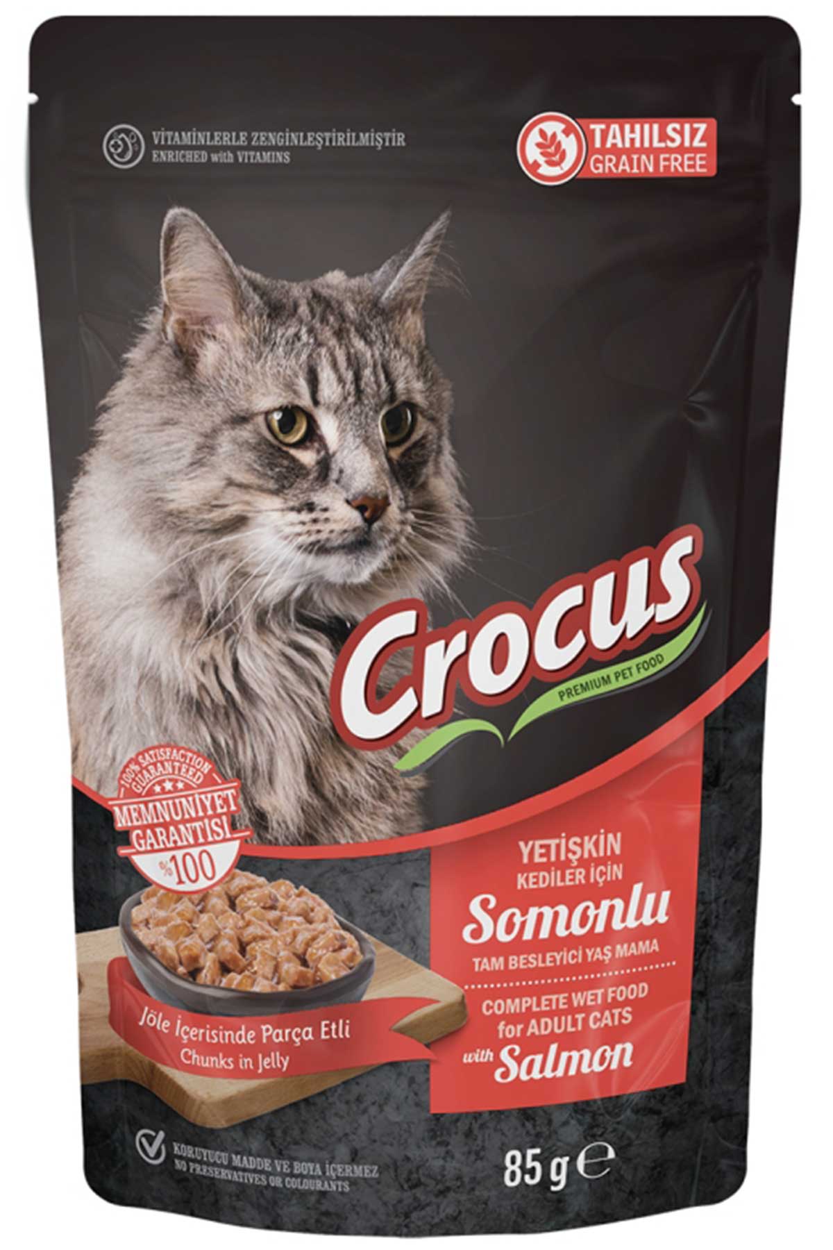 Crocus Tahılsız Kedi Somonlu Pouch Jöleli Yaş Mama 85gr