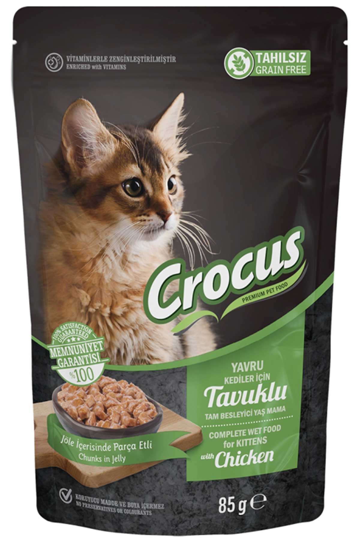 Crocus Tahılsız Yavru Kedi Tavuklu Pouch Jöleli Yaş Mama 85gr