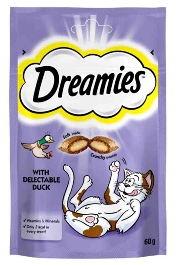 Dreamies İç Dolgulu Ördekli Kedi Ödül Bisküvisi 60gr