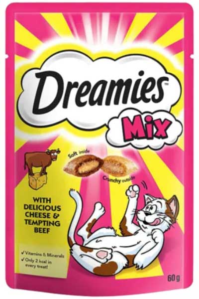 Dreamies İçi Dolgulu Sığır Etli ve Peynirli Kıtır Kedi Ödül Maması 60gr