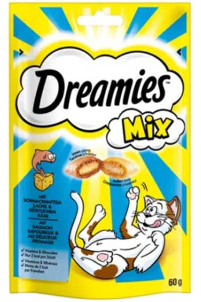 Dreamies Mix İçi Dolgulu Somonlu ve Peynirli Kıtır Kedi Ödül Maması 60gr