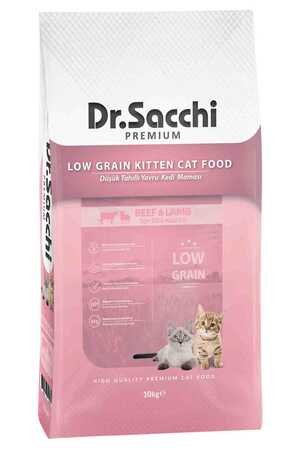 Dr.Sacchi Düşük Tahıllı Kuzu Etli ve Biftekli Yavru Kedi Maması 10kg - Thumbnail