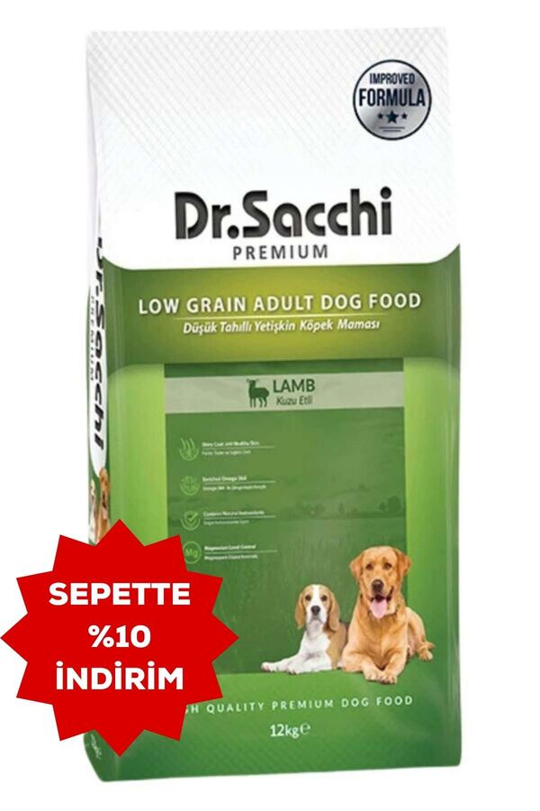 Dr.Sacchi Düşük Tahıllı Kuzu Etli Yetişkin Köpek Maması 12kg