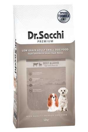 Dr.Sacchi Düşük Tahıllı Sığır Etli ve Kuzu Etli Mini Irk Yetişkin Köpek Maması 12kg - Thumbnail