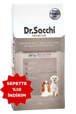 Dr.Sacchi Düşük Tahıllı Sığır Etli ve Kuzu Etli Mini Irk Yetişkin Köpek Maması 12kg - Thumbnail
