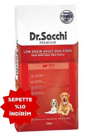 Dr.Sacchi Düşük Tahıllı Sığır Etli Yetişkin Köpek Maması 12kg - Thumbnail
