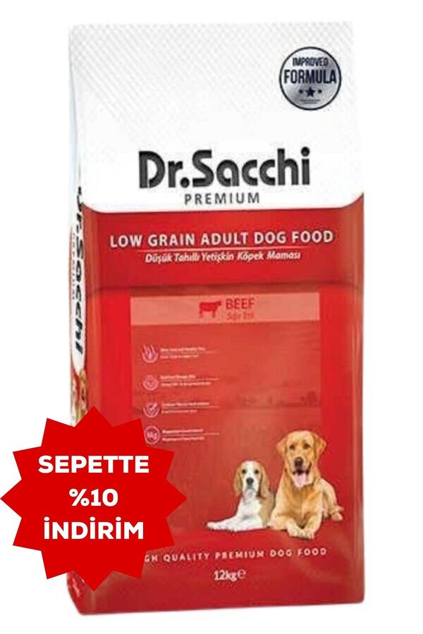 Dr.Sacchi Düşük Tahıllı Sığır Etli Yetişkin Köpek Maması 12kg