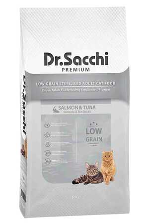 Dr.Sacchi Düşük Tahıllı Somonlu ve Ton Balıklı Kısırlaştırılmış Kedi Maması 10kg - Thumbnail