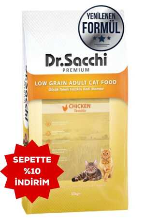 Dr.Sacchi Düşük Tahıllı Tavuklu Yetişkin Kedi Maması 10kg