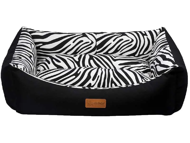 Dubex Tarte Dikdörtgen Zebra Kedi ve Köpek Yatağı 62x44x22cm (M) Siyah Beyaz